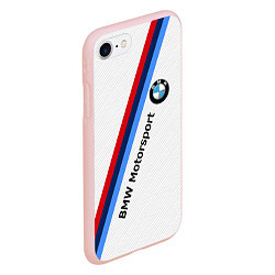 Чехол iPhone 7/8 матовый BMW Motorsport: White Carbon, цвет: 3D-светло-розовый — фото 2