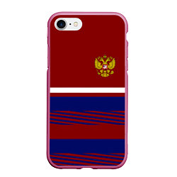 Чехол iPhone 7/8 матовый Герб РФ: Красный стиль, цвет: 3D-малиновый