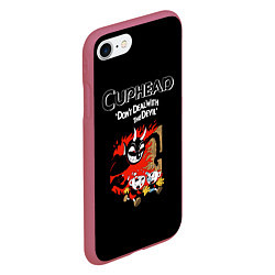 Чехол iPhone 7/8 матовый Cuphead: Hell Devil, цвет: 3D-малиновый — фото 2