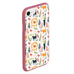 Чехол iPhone 7/8 матовый О кошках и птичках, цвет: 3D-малиновый — фото 2