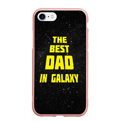 Чехол iPhone 7/8 матовый The Best Dad in Galaxy, цвет: 3D-светло-розовый