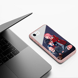 Чехол iPhone 7/8 матовый Darling in the FranXX, цвет: 3D-светло-розовый — фото 2