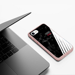 Чехол iPhone 7/8 матовый Audi: Black Poly, цвет: 3D-светло-розовый — фото 2