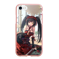 Чехол iPhone 7/8 матовый Kurumi Tokisaki, цвет: 3D-светло-розовый