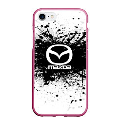 Чехол iPhone 7/8 матовый Mazda: Black Spray, цвет: 3D-малиновый