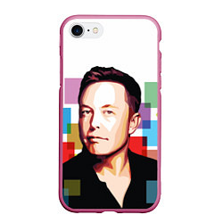 Чехол iPhone 7/8 матовый Илон Маск, цвет: 3D-малиновый