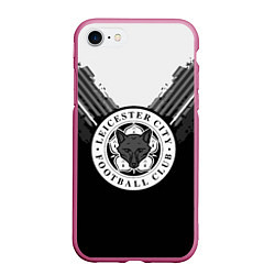 Чехол iPhone 7/8 матовый FC Leicester City: Black Style, цвет: 3D-малиновый