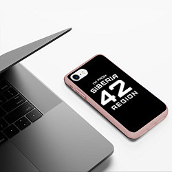 Чехол iPhone 7/8 матовый Im from Siberia: 42 Region, цвет: 3D-светло-розовый — фото 2