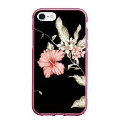 Чехол iPhone 7/8 матовый Цветок во мраке, цвет: 3D-малиновый