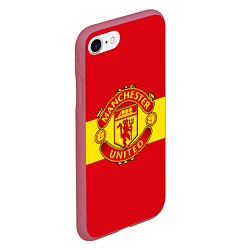 Чехол iPhone 7/8 матовый FC Man United: Red Style, цвет: 3D-малиновый — фото 2