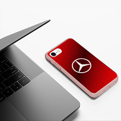 Чехол iPhone 7/8 матовый Mercedes: Red Carbon, цвет: 3D-светло-розовый — фото 2