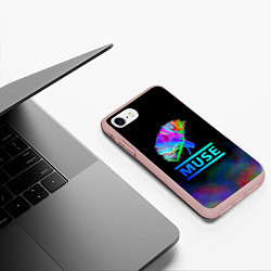 Чехол iPhone 7/8 матовый Muse: Neon Flower, цвет: 3D-светло-розовый — фото 2