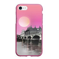 Чехол iPhone 7/8 матовый Закат в Великобритании, цвет: 3D-малиновый