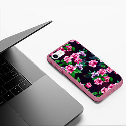 Чехол iPhone 7/8 матовый Розы во тьме, цвет: 3D-малиновый — фото 2