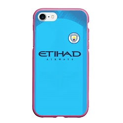 Чехол iPhone 7/8 матовый FC Man City: Home 18-19, цвет: 3D-малиновый