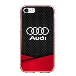Чехол iPhone 7/8 матовый Audi: Grey Carbon, цвет: 3D-светло-розовый