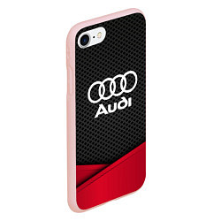 Чехол iPhone 7/8 матовый Audi: Grey Carbon, цвет: 3D-светло-розовый — фото 2