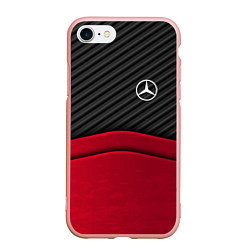 Чехол iPhone 7/8 матовый Mercedes Benz: Red Carbon, цвет: 3D-светло-розовый