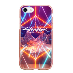 Чехол iPhone 7/8 матовый Cyberpunk 2077: Neon Lines, цвет: 3D-светло-розовый