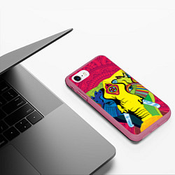 Чехол iPhone 7/8 матовый Индийский слон, цвет: 3D-малиновый — фото 2