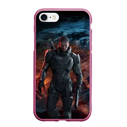 Чехол iPhone 7/8 матовый Mass Effect: Soldier, цвет: 3D-малиновый