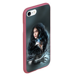 Чехол iPhone 7/8 матовый The Witcher 3: Magical Woman, цвет: 3D-малиновый — фото 2
