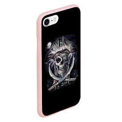 Чехол iPhone 7/8 матовый Череп пирата, цвет: 3D-светло-розовый — фото 2