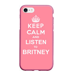Чехол iPhone 7/8 матовый Keep Calm & Listen to Britney, цвет: 3D-малиновый