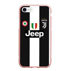 Чехол iPhone 7/8 матовый FC Juventus 18-19, цвет: 3D-светло-розовый