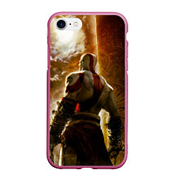 Чехол iPhone 7/8 матовый Генерал Кратос, цвет: 3D-малиновый
