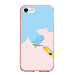 Чехол iPhone 7/8 матовый Голубая заливка, цвет: 3D-светло-розовый