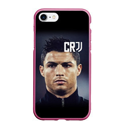 Чехол iPhone 7/8 матовый RONALDO CR7, цвет: 3D-малиновый