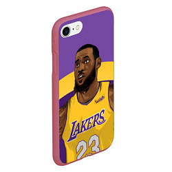 Чехол iPhone 7/8 матовый LeBron 23: Lakers, цвет: 3D-малиновый — фото 2