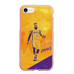 Чехол iPhone 7/8 матовый LeBron James: NBA Star, цвет: 3D-светло-розовый