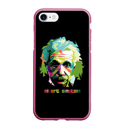 Чехол iPhone 7/8 матовый Albert Einstein, цвет: 3D-малиновый