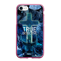Чехол iPhone 7/8 матовый True Detective: Religion, цвет: 3D-малиновый