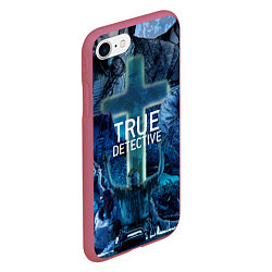 Чехол iPhone 7/8 матовый True Detective: Religion, цвет: 3D-малиновый — фото 2