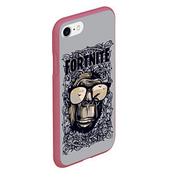 Чехол iPhone 7/8 матовый Fortnite Monkey, цвет: 3D-малиновый — фото 2