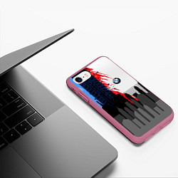 Чехол iPhone 7/8 матовый BMW: Speed City, цвет: 3D-малиновый — фото 2