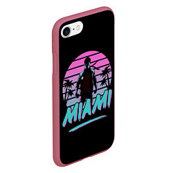 Чехол iPhone 7/8 матовый Майами, цвет: 3D-малиновый — фото 2