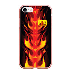 Чехол iPhone 7/8 матовый PUBG: Hell Flame, цвет: 3D-светло-розовый
