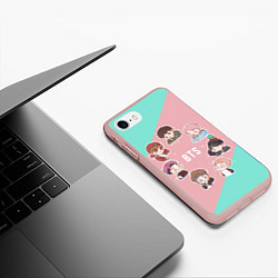 Чехол iPhone 7/8 матовый BTS Boys, цвет: 3D-светло-розовый — фото 2