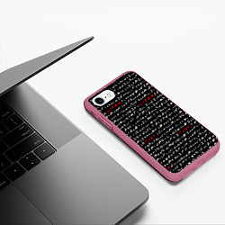 Чехол iPhone 7/8 матовый Cyberpunk 2077: Words, цвет: 3D-малиновый — фото 2