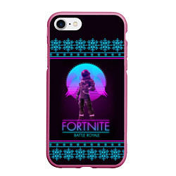 Чехол iPhone 7/8 матовый Fortnite: Neon Battle, цвет: 3D-малиновый