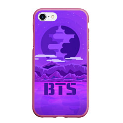 Чехол iPhone 7/8 матовый BTS: Violet Mountains, цвет: 3D-малиновый