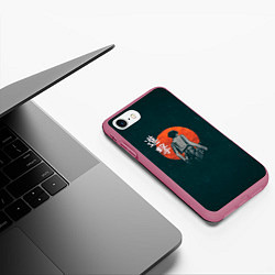 Чехол iPhone 7/8 матовый Восточный воин, цвет: 3D-малиновый — фото 2