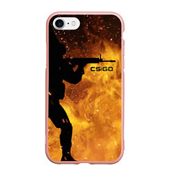 Чехол iPhone 7/8 матовый CS:GO Dark Fire, цвет: 3D-светло-розовый