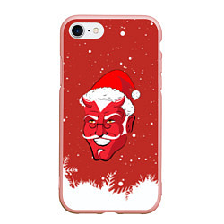 Чехол iPhone 7/8 матовый Сатана Санта, цвет: 3D-светло-розовый