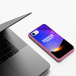 Чехол iPhone 7/8 матовый Stranger Things: Space Rising, цвет: 3D-малиновый — фото 2