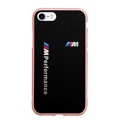 Чехол iPhone 7/8 матовый BMW M PERFORMANCE CARBON КАРБОН, цвет: 3D-светло-розовый